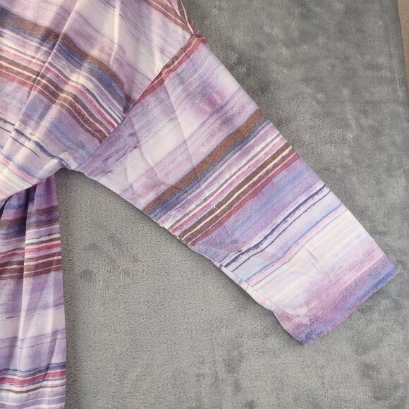 Christopher Banks Petite Striped Top PL‎ Purple Pink Cotton Blend 34 Sleeve USA - Picture 3 of 9